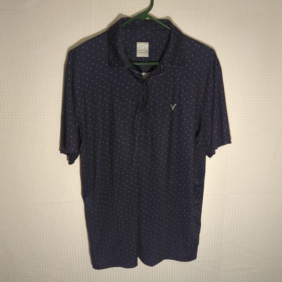 Callaway Opti-Dri Golf Polo Shirt M Navy Blue Micro Pattern Stretch Performance - Picture 1 of 6